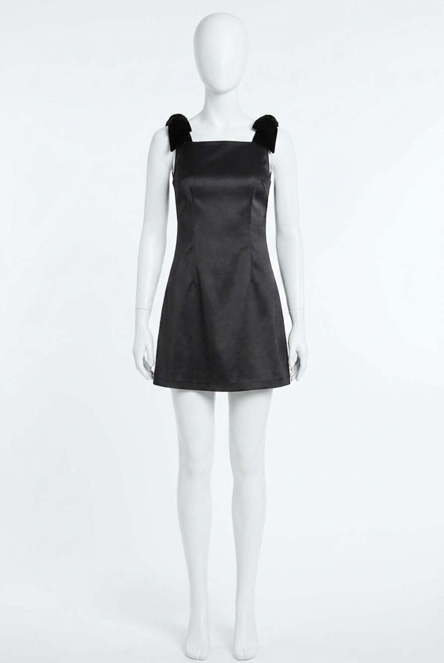 NEW FRENCH CONNECTION carey square neck dress in black